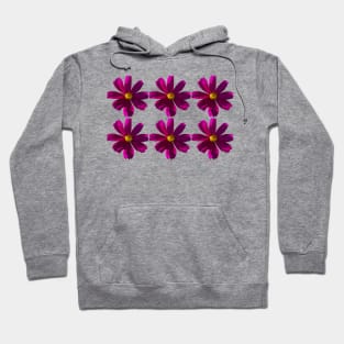 Dark Pink Cosmos Flowers in Six Pattern Hoodie